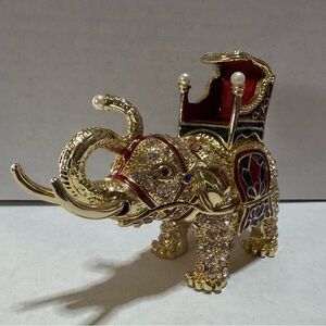 Beautiful All Jeweled Medium Maharaja Elephant Trinkets Box Magnetic and Hinge